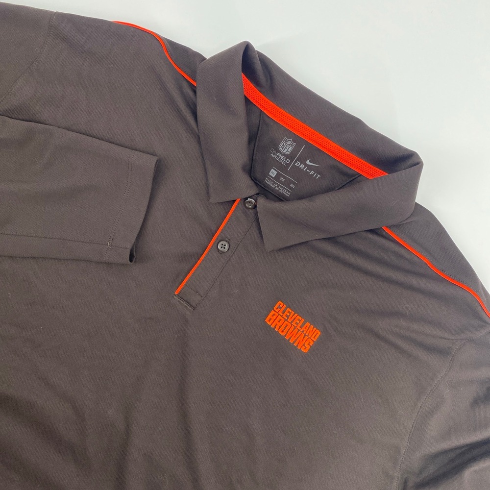 Cleveland Browns NFL Polo Mens 3XL Brown Nike Dri FIT On Field Football Dawg